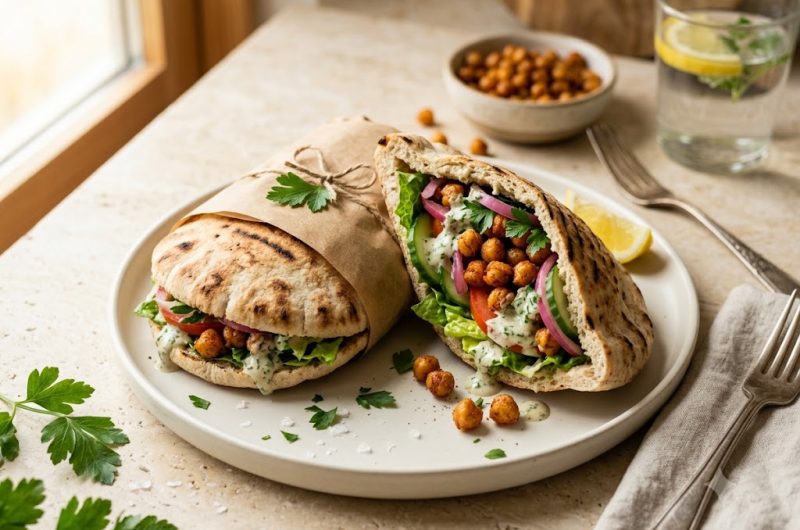 Gyros de Garbanzos Crujientes en 15 Minutos: Tu Cena Griega Exprés