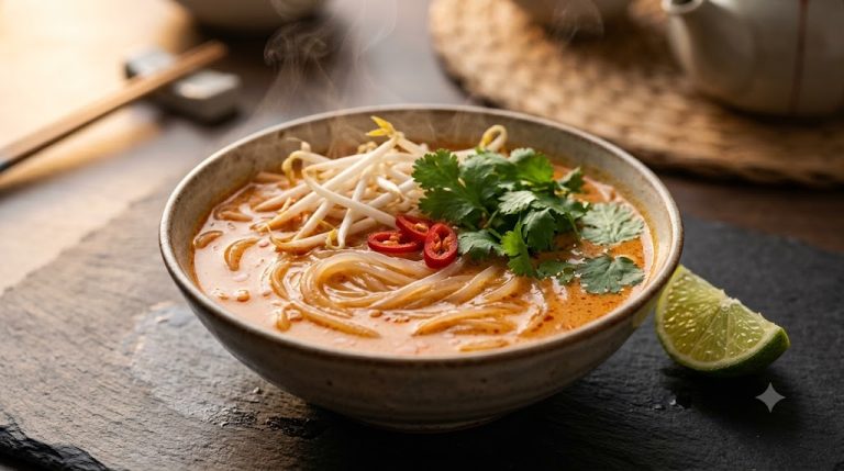 Bol de Fideos al Curry Rojo Thai con Leche de Coco: Cena Reconfortante en 15 Minutos