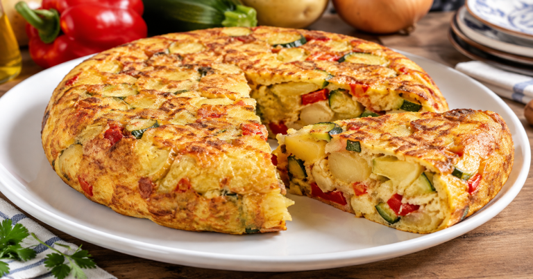 Tortilla de patatas con verduras: receta fácil y deliciosa sin carne